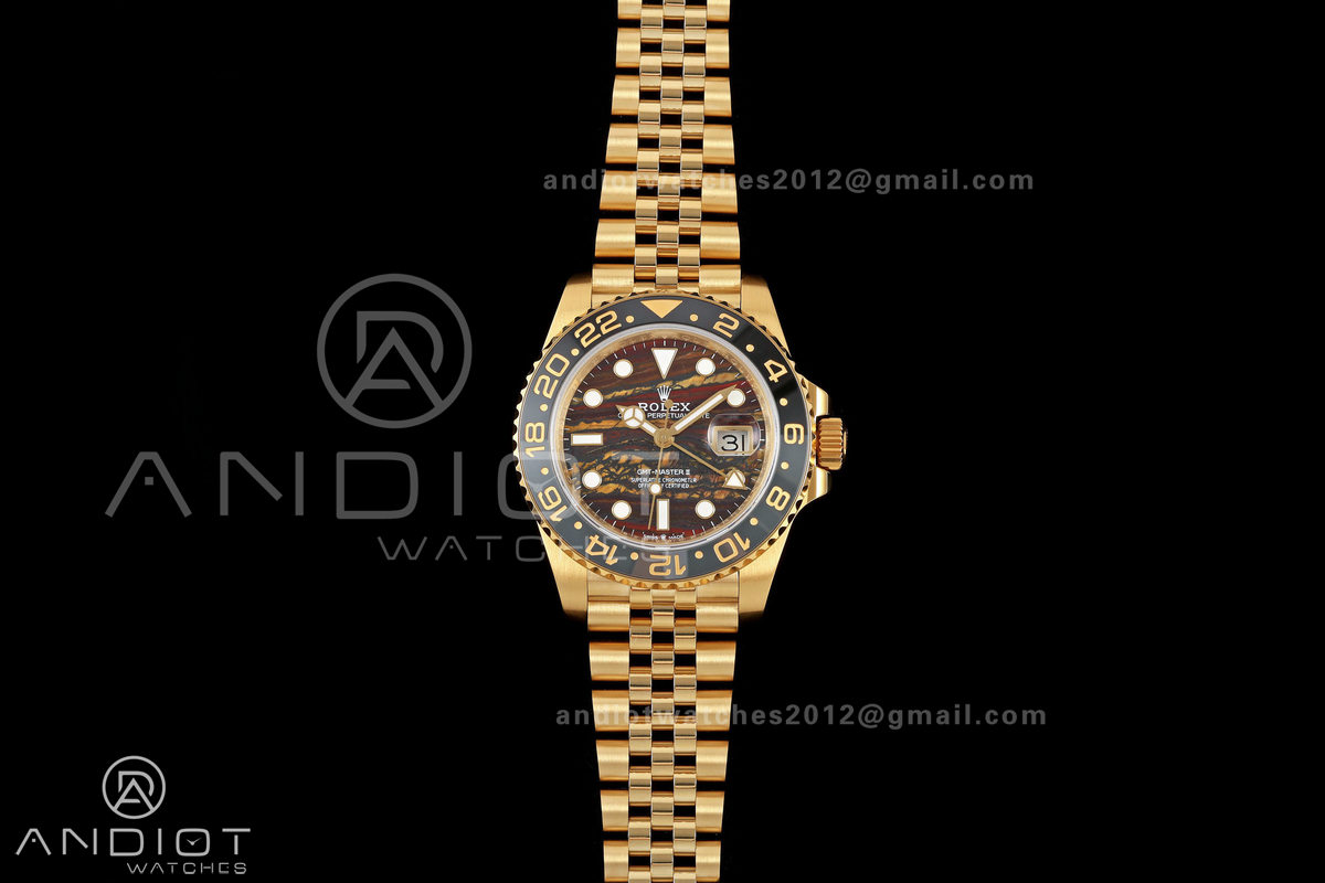 GMT Master II 126718 GRNR Gain Weight QF 1:1 Tiger Iron Dial On YG Jubilee Bracelet SH3285 CHS (Free Sprung)